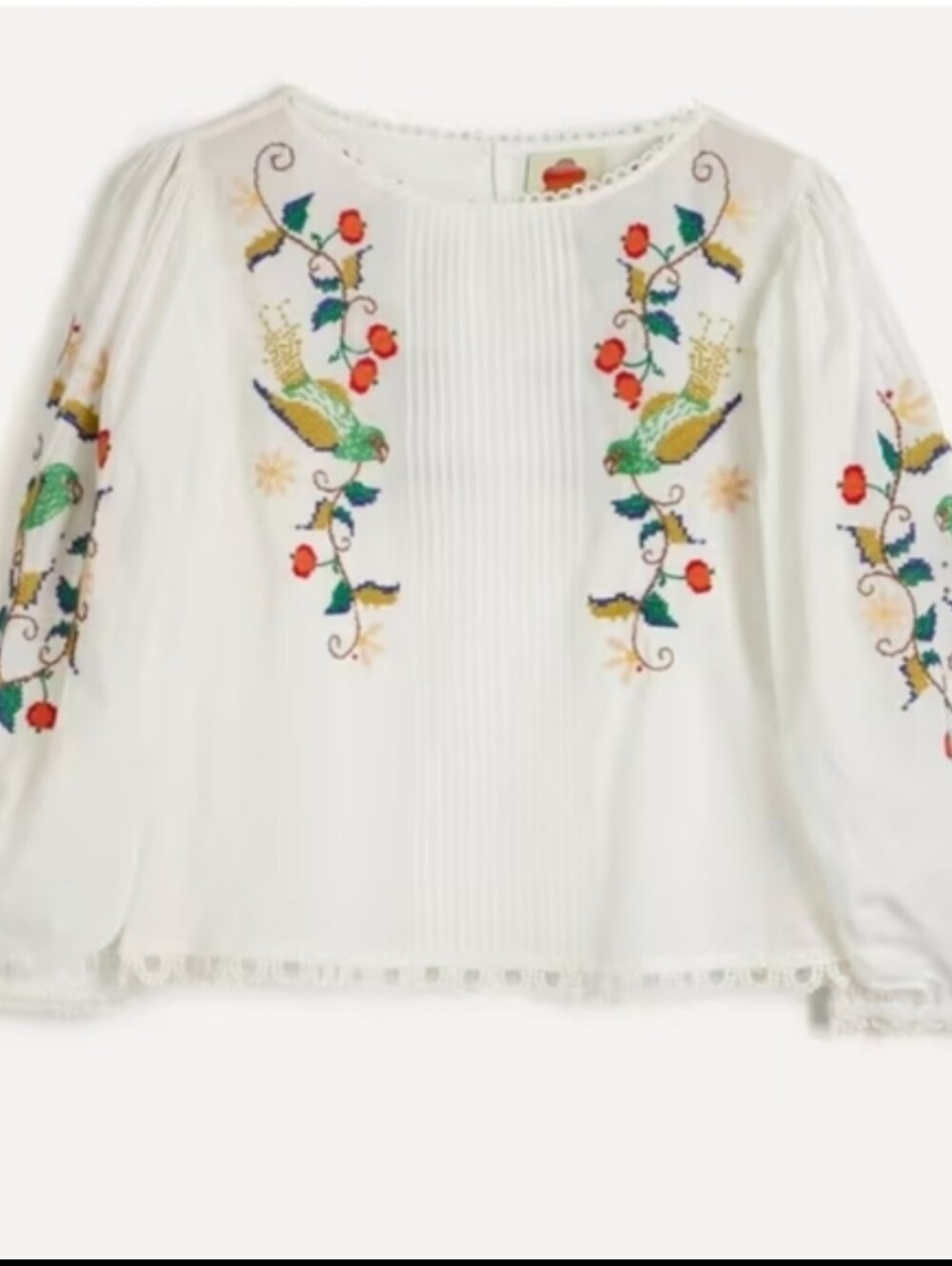 FARM Rio Pitanga Embroidered Blouse In White Multi Color Embroudery Size Large - Picture 2 of 16